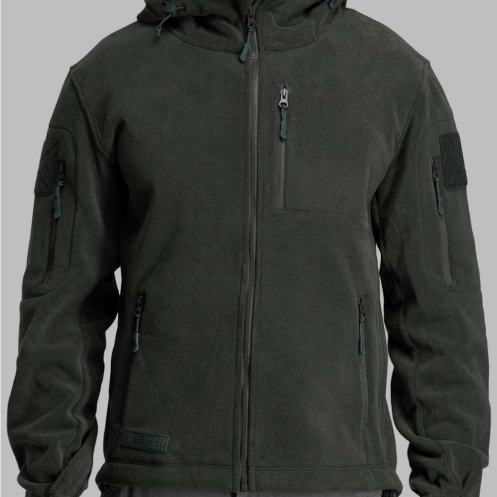 Men's Baerskin Tactical Dark Olive Green Hooded Fleece Jacket NWT!